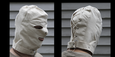 canvas bondage hood with collar